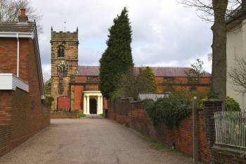 view looking up church driveway
