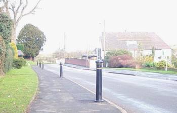 safety bollards on approach to school
